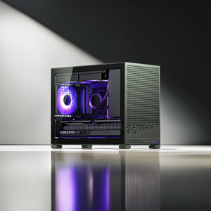 TWELF Nyx D32 compact gaming PC with purple RGB lighting