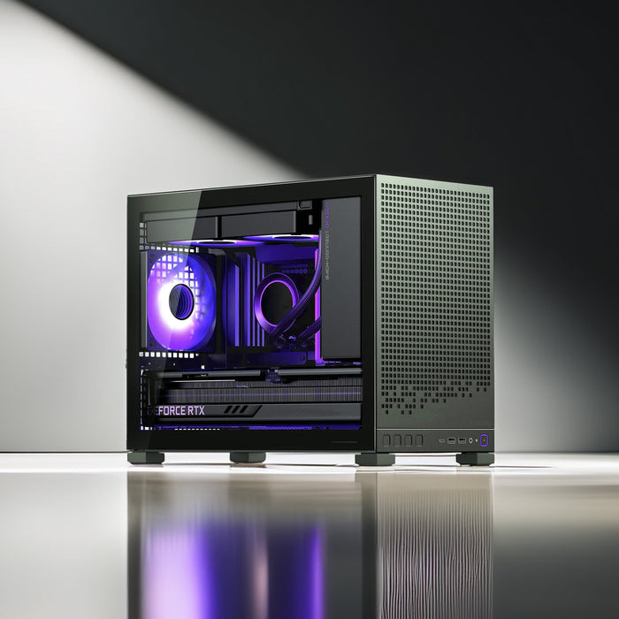 TWELF Nyx D32 compact gaming PC with purple RGB lighting
